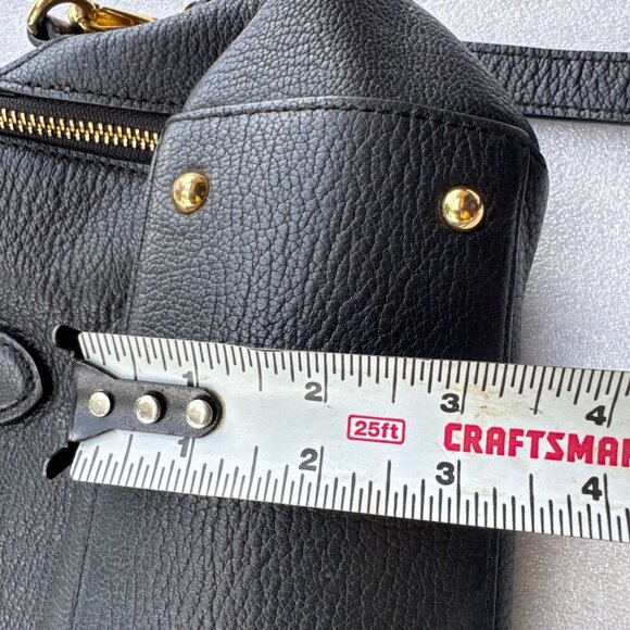 RLL Black Leather Satchel Bag With Gold Hardware & Detachable Strap - Picture 14 of 14